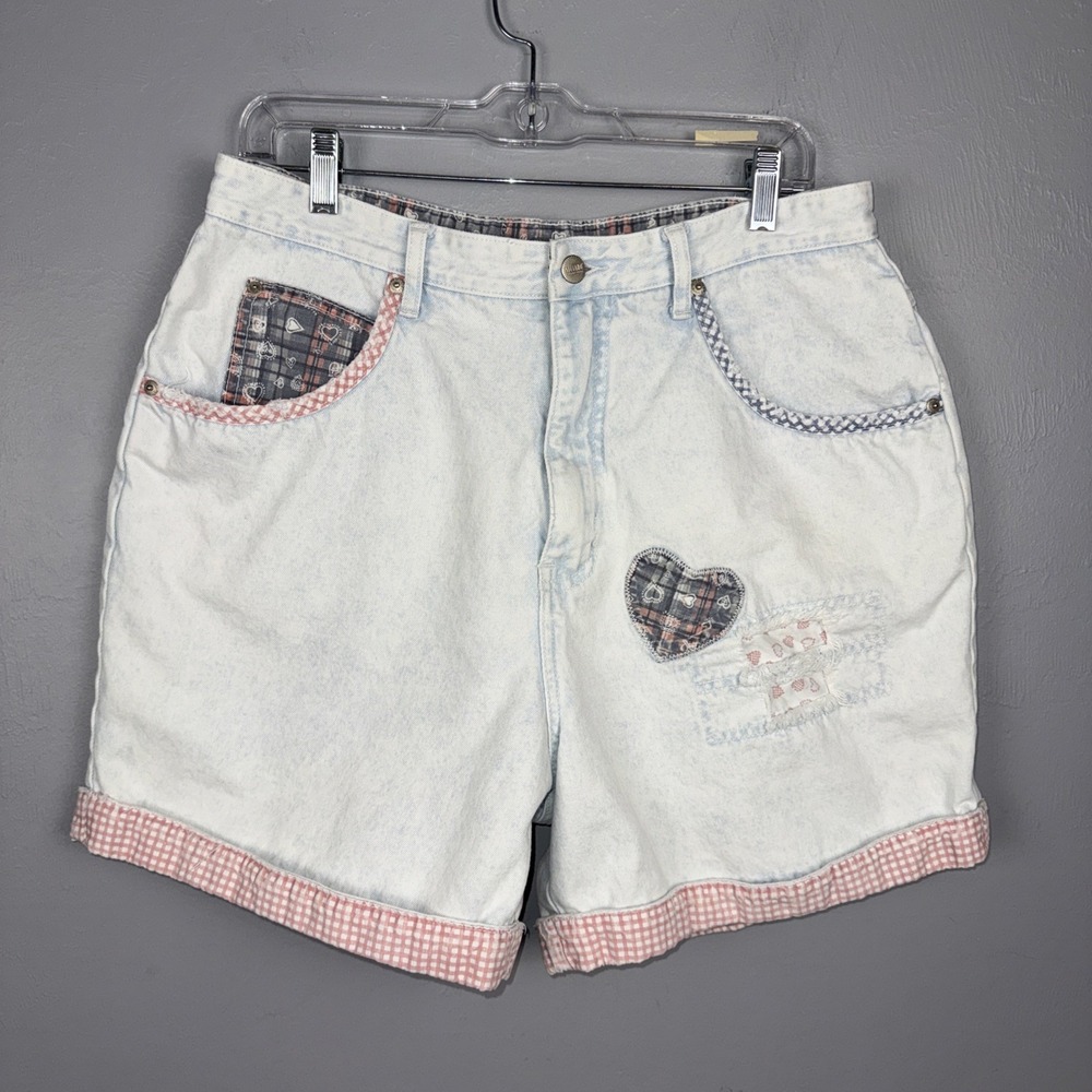 Vintage 1980s Stefano International Denim Patchwork Shorts 18 Acid Wash *READ